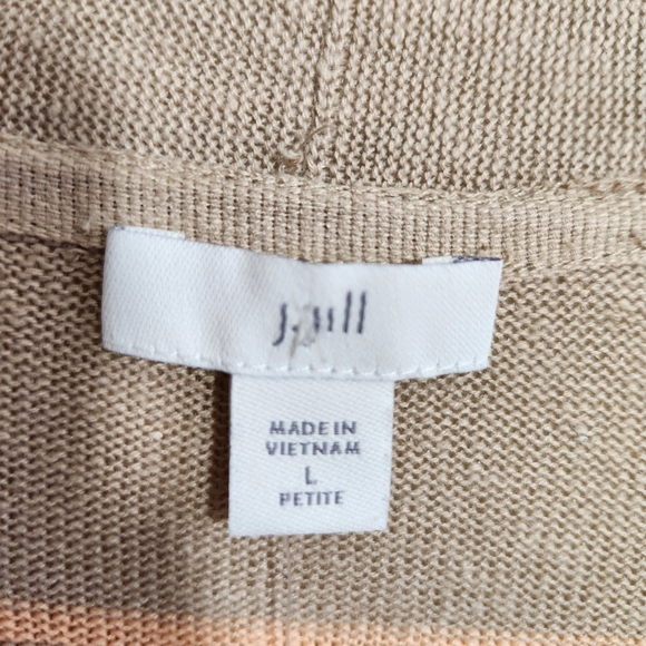 j.jill linen blend pastel striped long cardigan sz lg petite nwt lightweight - Picture 3 of 9